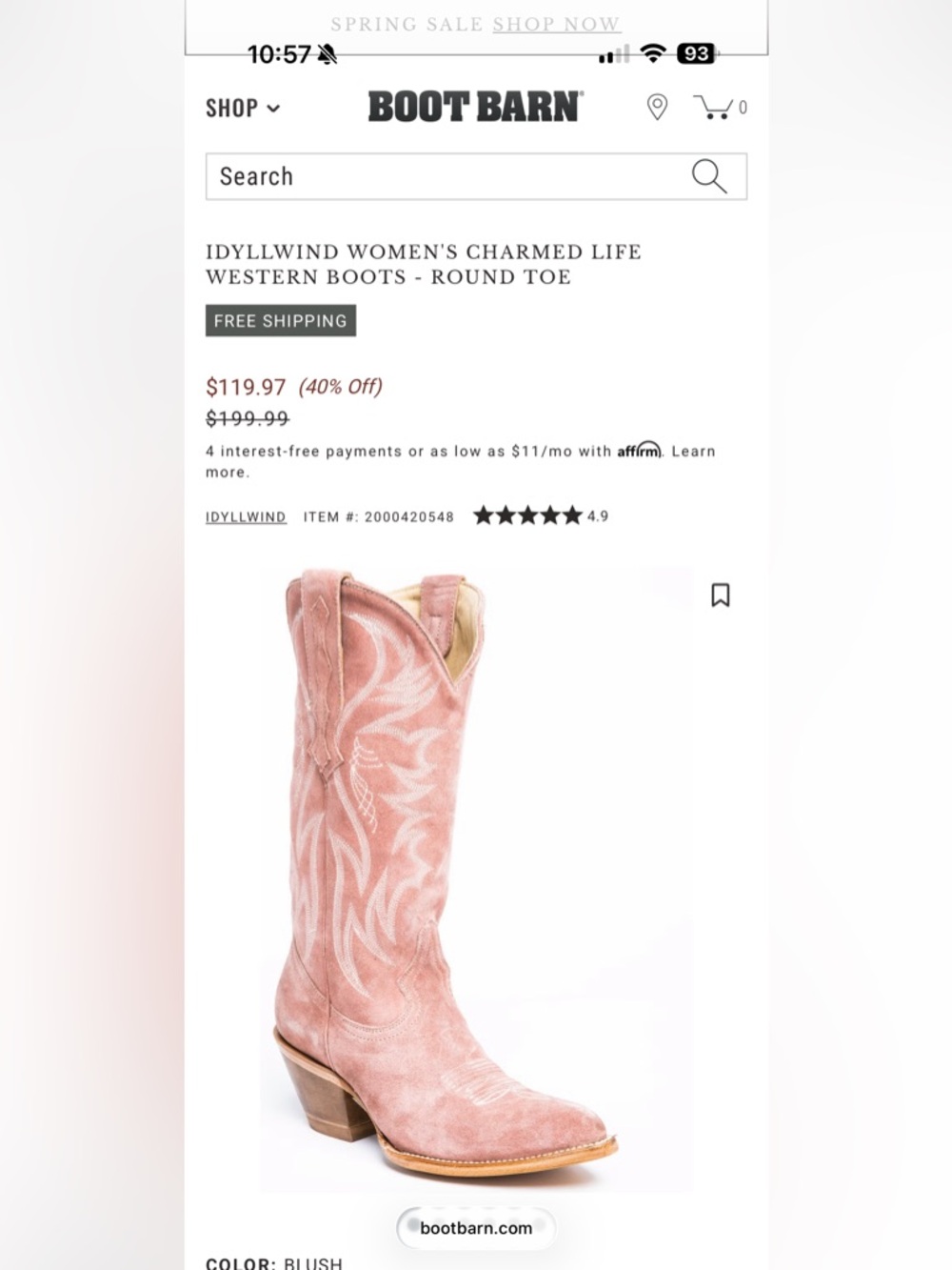BootBarn pink women’s boots